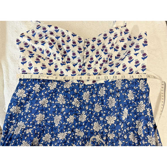 J.Crew Resort Summer Tiered Maxi Dress Smocked block print NWT pocket Sz-12 P - Picture 8 of 10